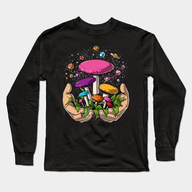 Psychedelic Magic Mushrooms Trip Long Sleeve T-Shirt by underheaven